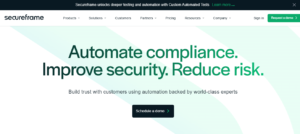 AI tools for ISO 27001 compliance: secureframe login page